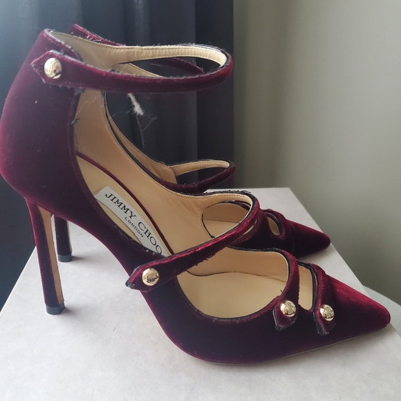 JIMMY CHOOLacey Velvet Mary Jane Pumps Size 36.5 - Picture 2 of 3